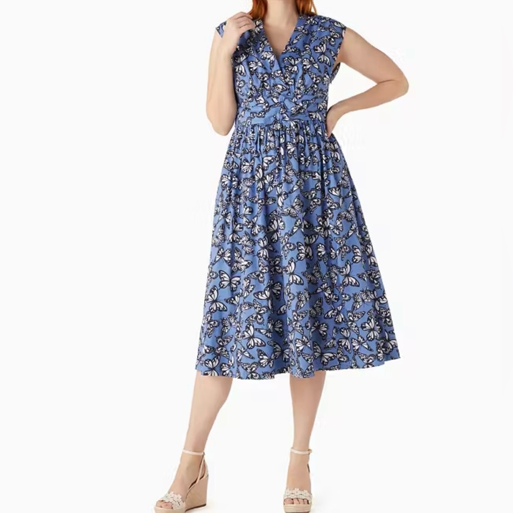kate spade Blue Floral-Print Midi Dress